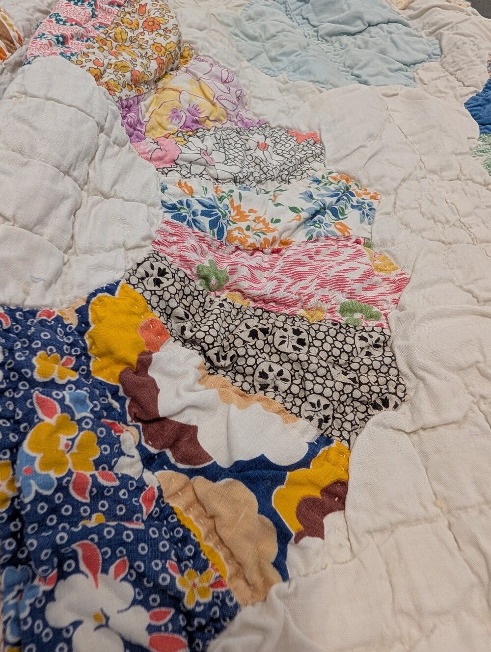 WIDE LEG QUILT PANTS vintage patchwork feedsack M - Picture 15 of 16